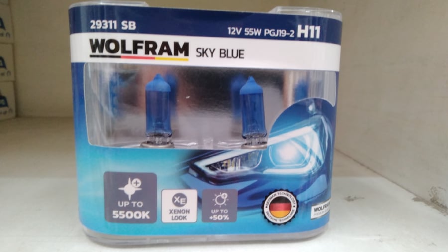 AMPUL 12V H11 55W PGJ192 SKY BLUE BEYAZ ISIK TAKIM