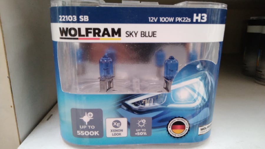 AMPUL 12V H3 100W PK22s SKY BLUE BEYAZ ISIK TAKIM