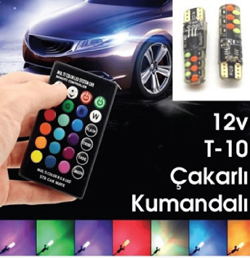 AMPUL>(2AD) LED BDIPSIZ 7 RENKLI CAKARLI KUMANDALI ISIK SIDDET AYARLI YENI NESIL