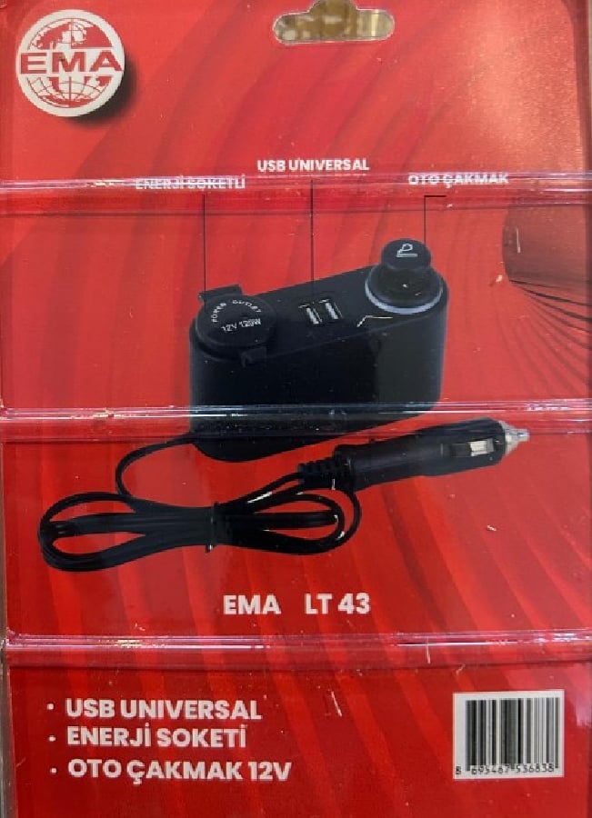 CAKMAK ENERJI SOKETI 12V 2 USB 1 CAKMAK 1 ENERJI SOKETI CIKISLI