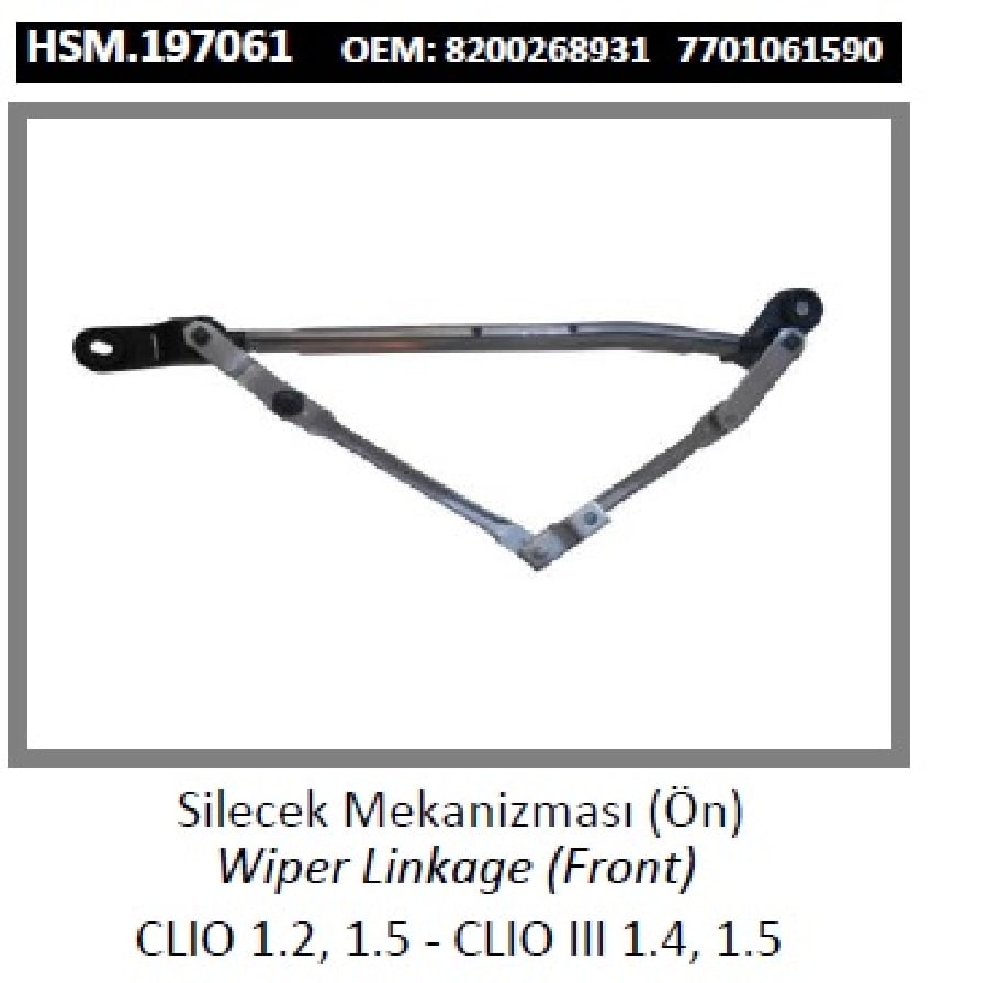 CAM SILECEK MEKANIZMASI > CLIO 12 15  CLIO III 14 15  (05) 8200268931 7701061590