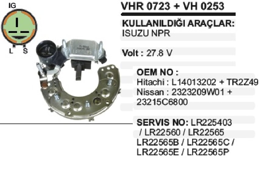 DIYOT TABLASI+KONJEKTOR SET24V HITACHI TIPI ISUZU NPR/NKR