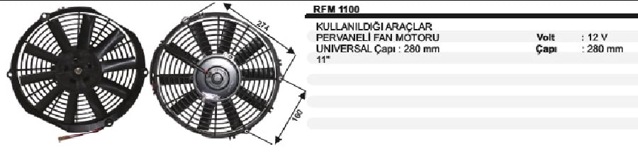 FAN MOT 12V 11'' PERVBUYUK (REVERSIBLE)