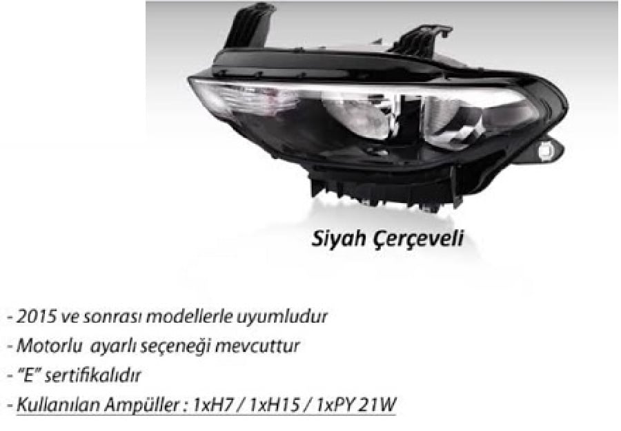 FAR SAG ELEKTRIKLI SIYAH CERCEVELI >2015 > FIAT EGEA 52145154