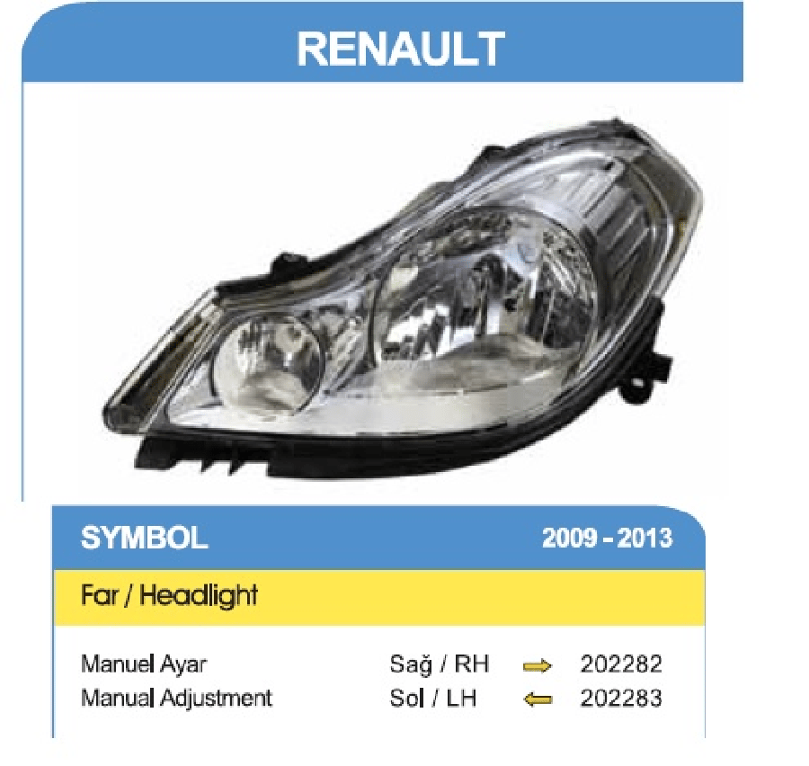 FAR SAG MOTORLU > CLIO SYMBOL >09 7701070631260105157R