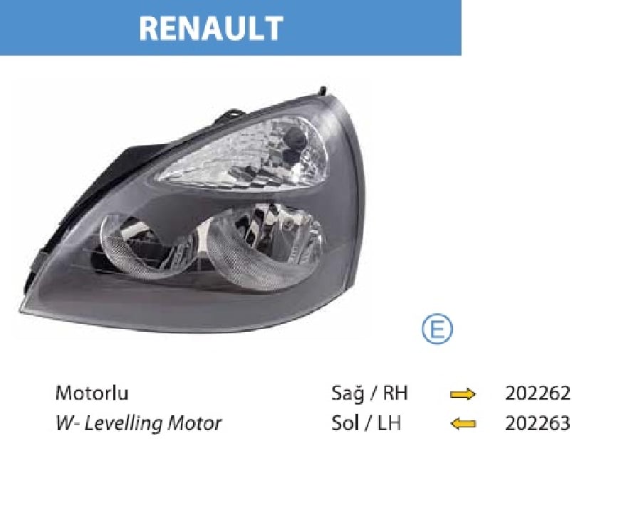 FAR SOL MOTORLU ( ELEKTRIKLI ) GRI ZEMIN >RENAULT CLIO SYMBOL 2001>2009 7701057654