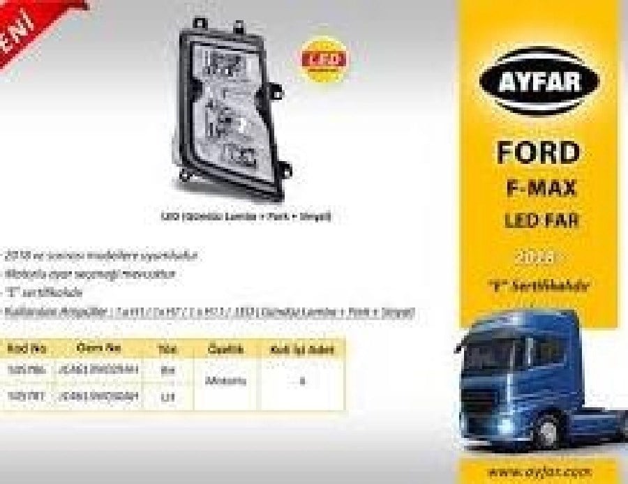 Ford Fmax Far Sol Ledli (LED DRL+PARK+SINYAL) Motorlu (2018>)