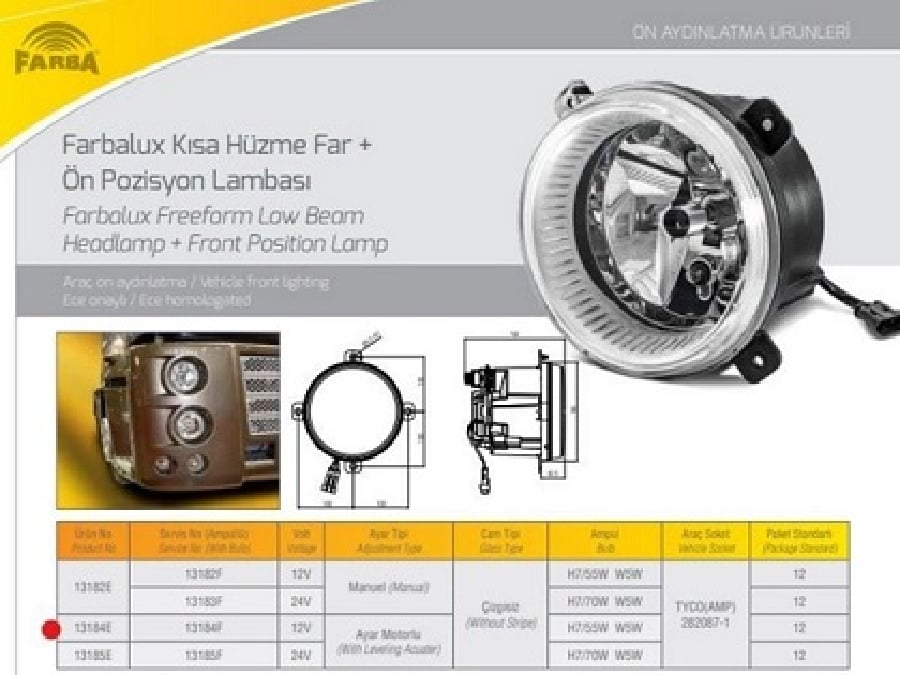 KISA HUZME FAR 12V 180MM PARKLIAYAR MOTORLU PEUGEOT J9 PREMIERJ10