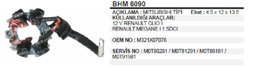 KOMUR YUVA MITSUBISHI TIPI 4 KOMUR RENAULT CLIO III 15DCI(05>) KANGOO 15DCI(05>) DACIA LOGAN 15