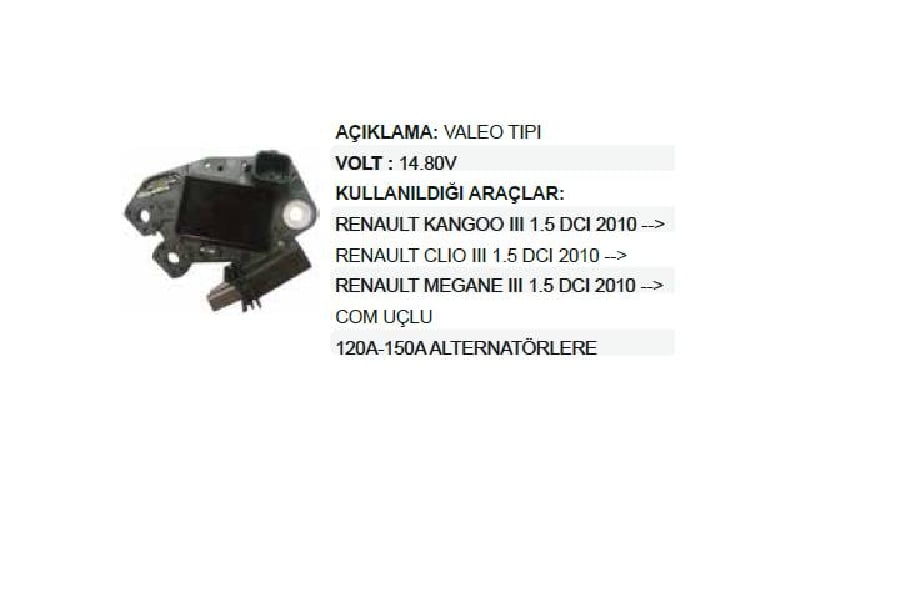 KONJEKTOR 12VVALEO TIPI SCENIC KANGO/CLIO/FLUANCE//MEGANE IIIII /LAND ROVER SOKETI TEK FISLI COM UCLU