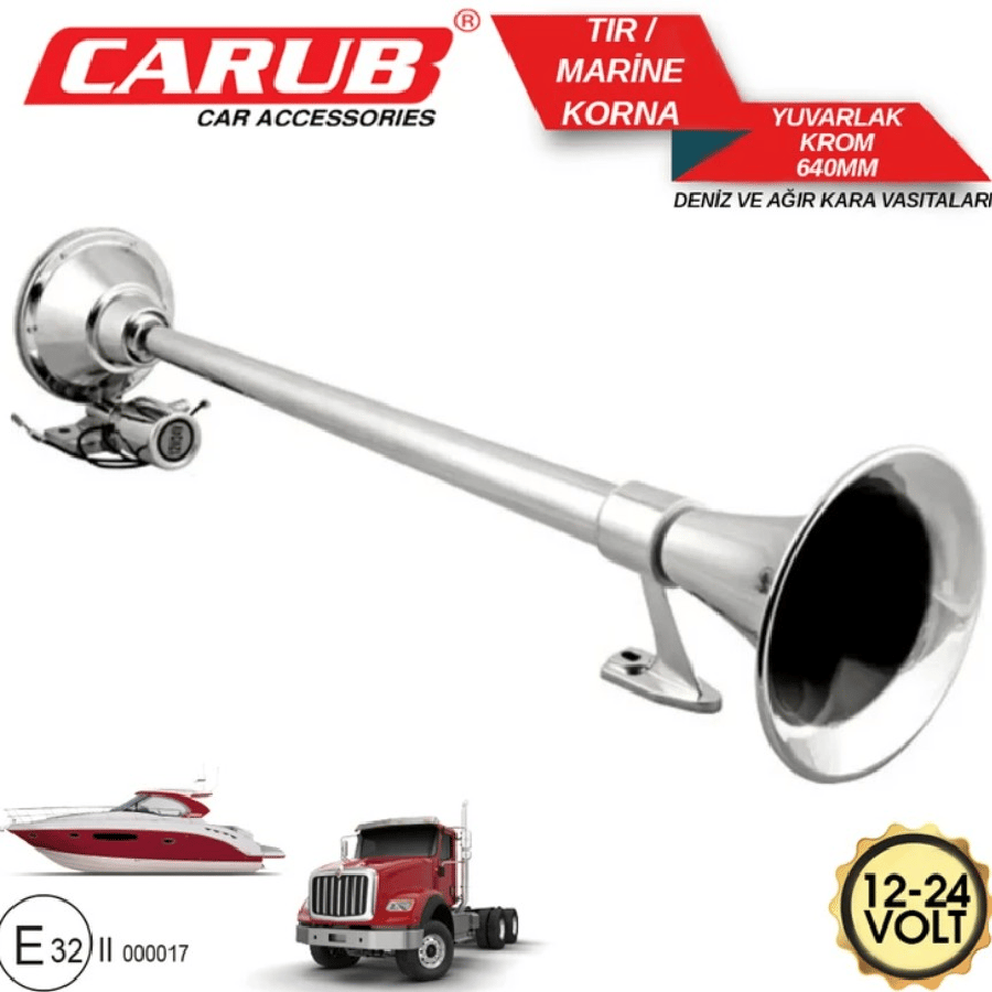 Korna Marintir 12V24V 640mm Krom E Belgeli