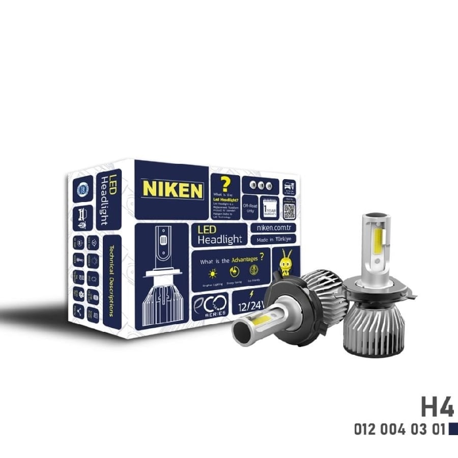 LED FAR AMPULU (TK) WHITE (BEYAZ) ECO SERIES XENON TIP 12V24V H4 ** YENI TIP MINI GOVDE **