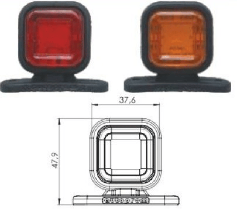 LED KARE TAKOZ LAMBASI 16 LED SARIKIRMIZI 24V
