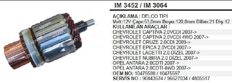 MARS KOLL DELCO OPEL ANTARA/CHEVROLET CAPTIVA