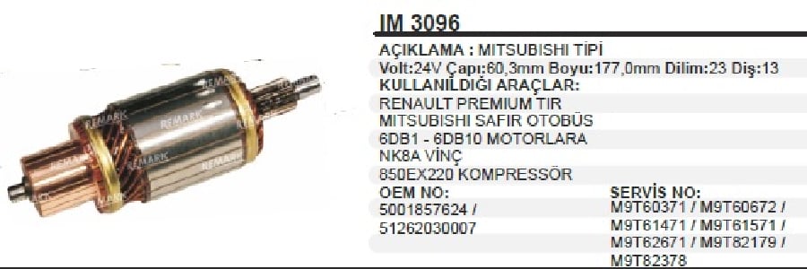 MARS KOLL MITSUBISHI TIP 24V FORD CARGO RENAULT TIR MAGNUM MAN TGA YM MITSUBISHI SAFIR 6DB1  8DB1