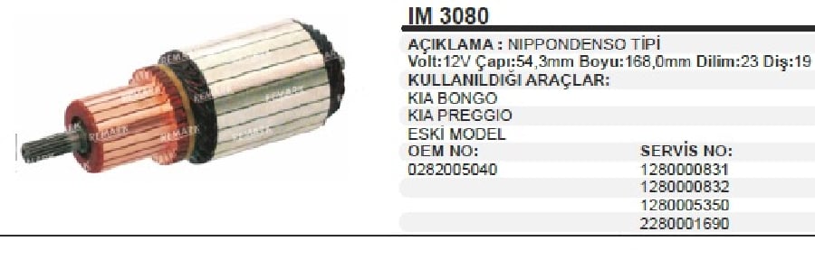MARS KOLL NIPPON DENSO TIPI 12V  KIA BONGOKOBRA/THERMOKING/KOMATSU/HYSTER FORKLIFT BOY:167 CAP:54