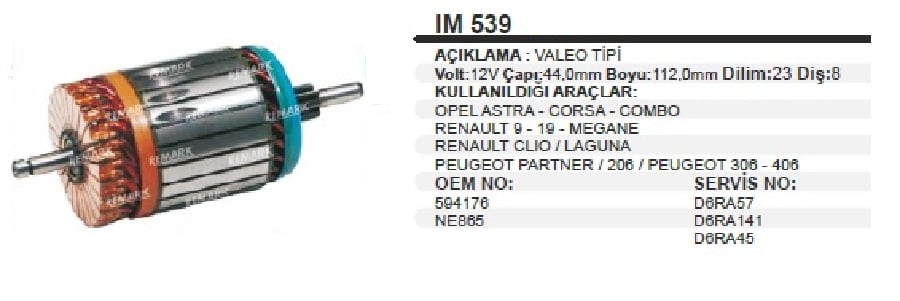 MARS KOLL VALEO TIPI 12V   REN919/MEGANE /CLIO /LAGUNA /PEUGEOT / OPEL ASTRA CORSA BOY: 112 CAP: