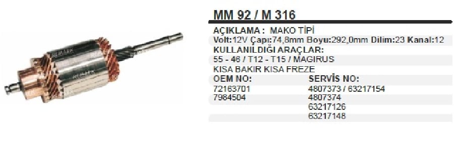 MARS KOLLMARELLI TIPI KBKF 12V>FORD TRANSIT T15/TM30/FIAT 55;46 YM/ MAGIRUSMF 135/240STEYR BOY: