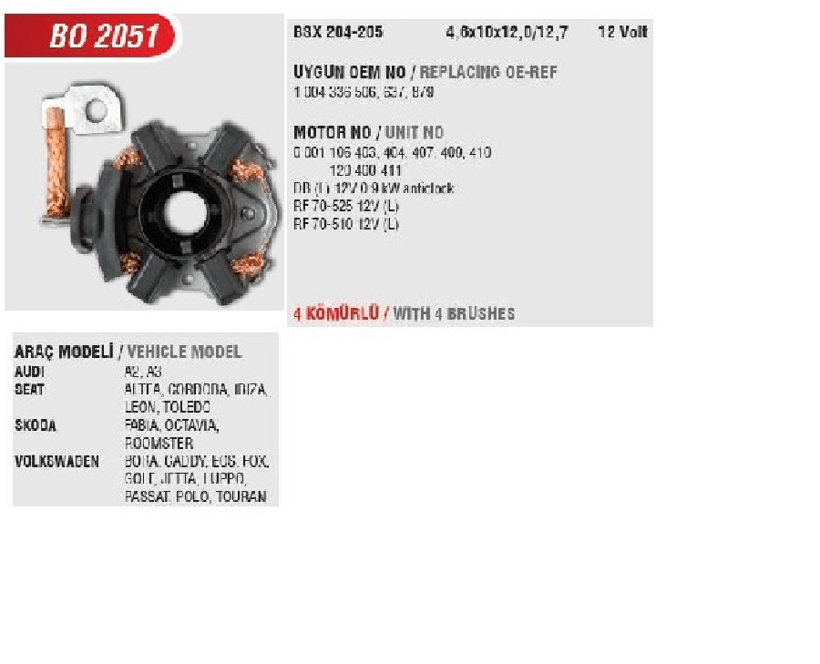 MARS KOMUR YUV > SEAT CORDOBAIBIZALEON/SKODA OCTOVIA VW CADDY BORA GOLF 45 POLO 12L14L AUDI A2A3
