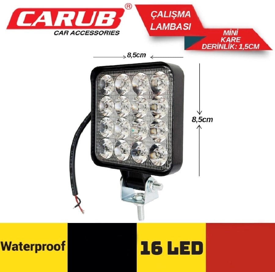 Mini Calisma Lambasi 16 Led Kare 85X85X15cm Su Gecirmez