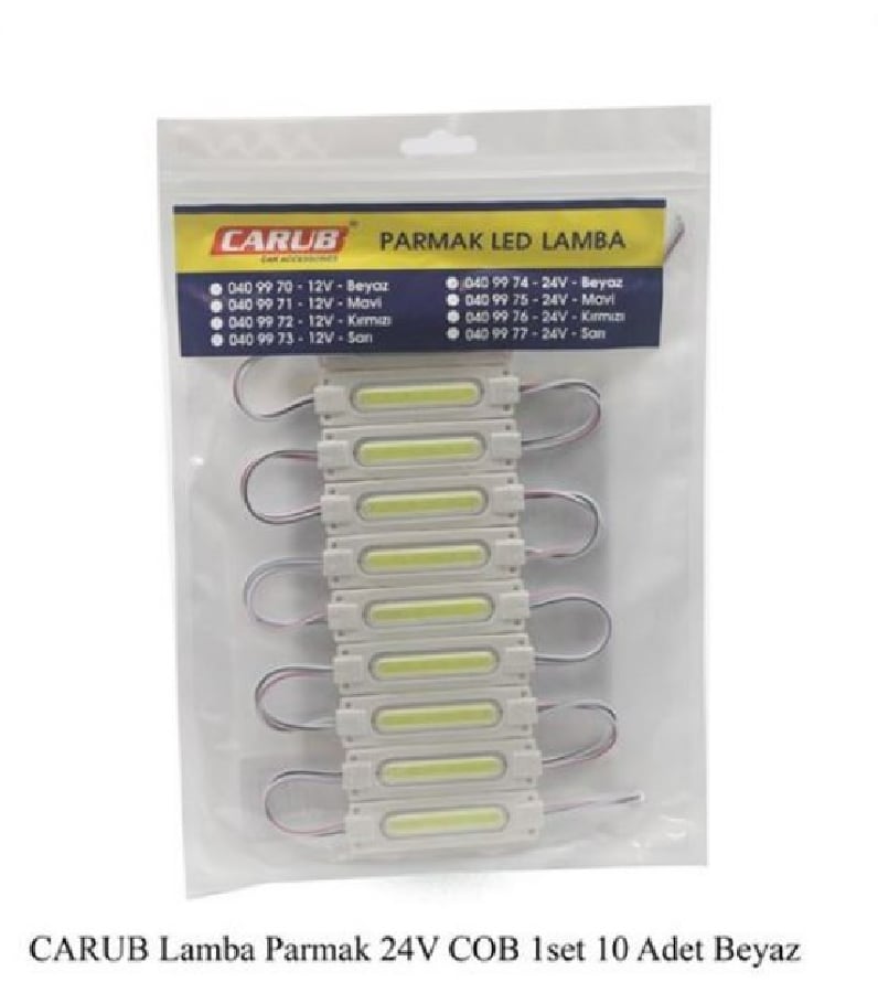 PARMAK LAMBA SETI (10 ADET) COB LED 24V BEYAZ