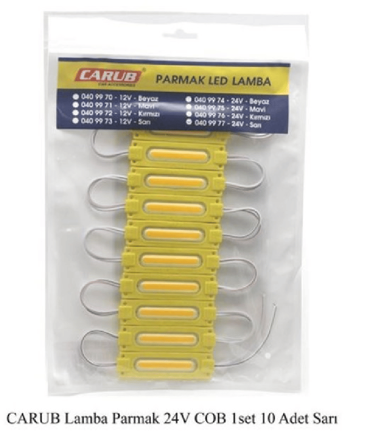PARMAK LAMBA SETI (10 ADET) COB LED 24V SARI