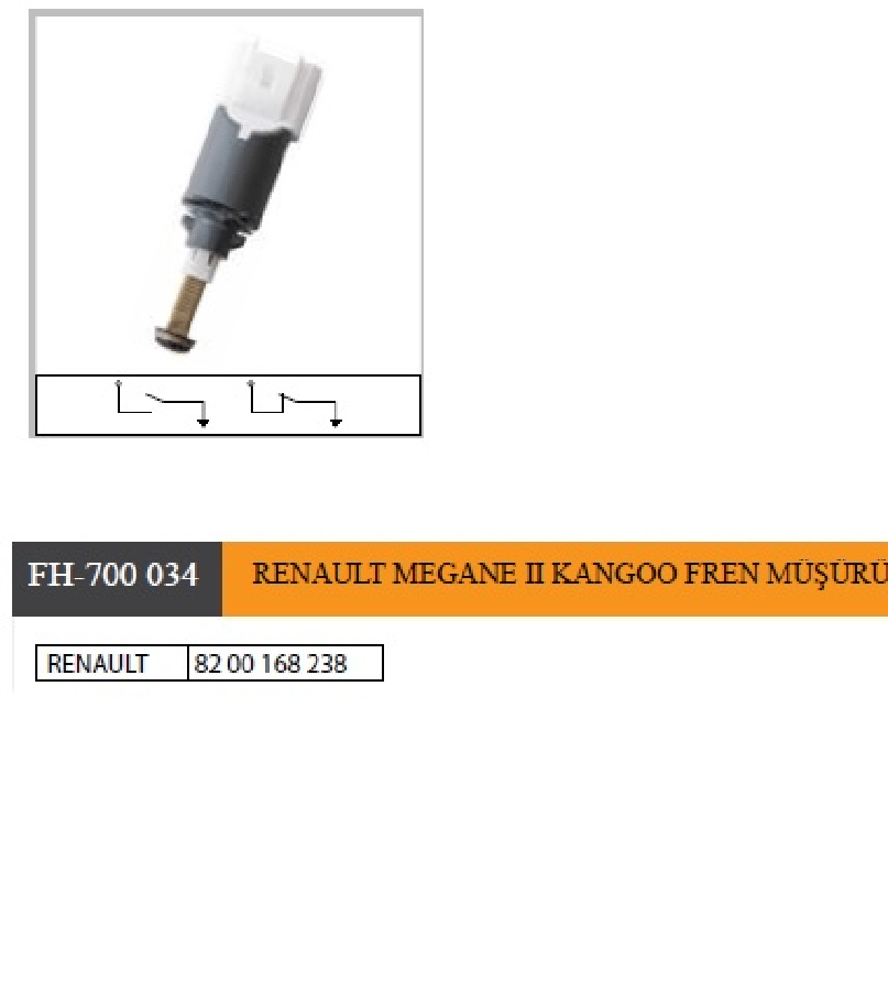 RENAULT MEGANE II KANGOO FREN MUSURU 82 00 168 238  8200168238 2532000Q0A 4419587
