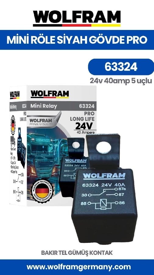 Role Cift Platinli Siyah 5 Uclu Pro   24V 40A