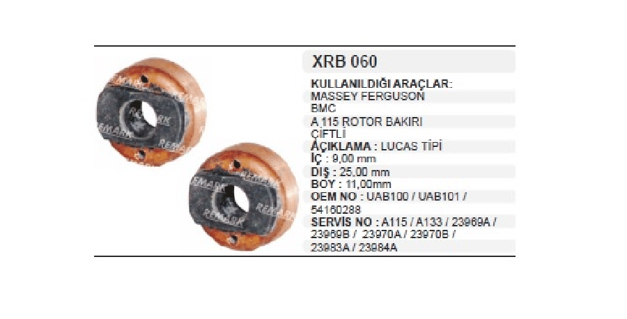 ROTOR BAKIRI LUCAS TIP IC:9mm DIS:25mm BOY:11mm MASSET FERGUSON BMC A115 TIP (TK)