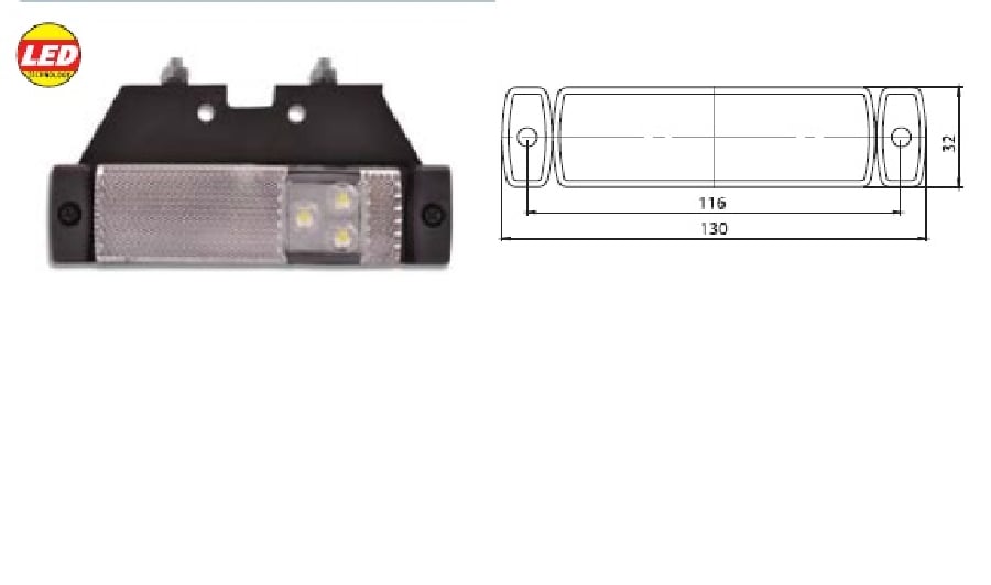 UNIVERSAL DORSE YAN ISARET LAMBA / BEYAZ / BRAKETLI (M 551446) 24V