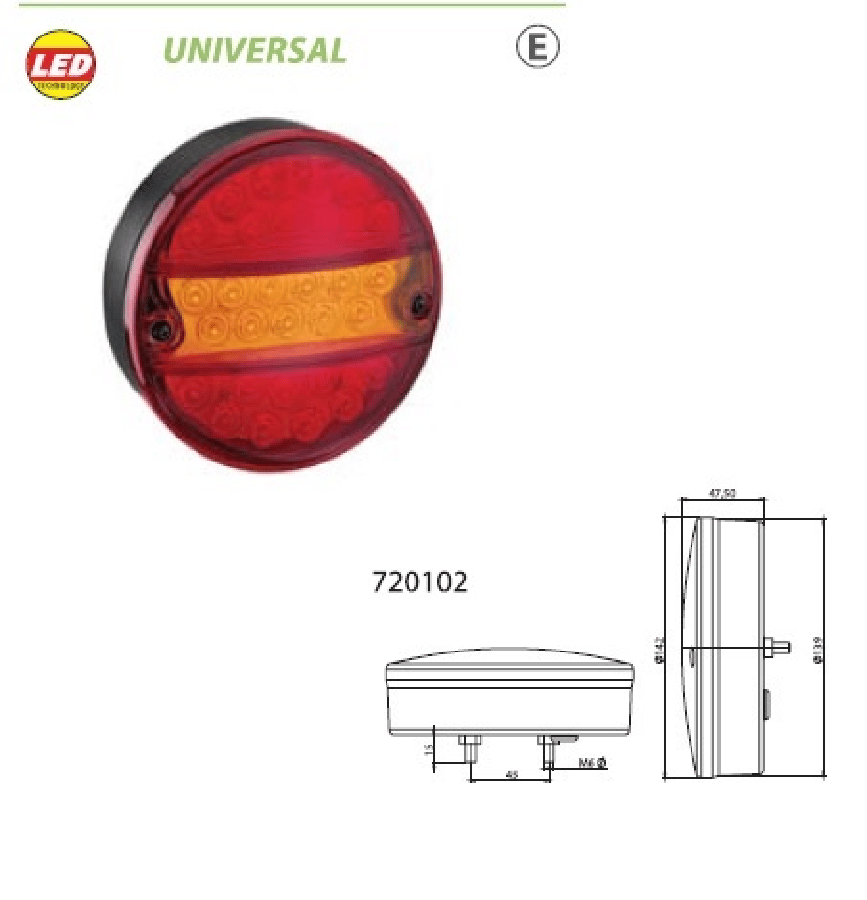UNIVERSAL TRUCKSTAR I SERISI DORSE LED FONKSIYONEL LAMBA (M 611470) 12V ( HAMBURGER )