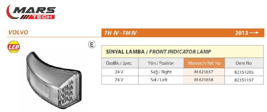 VOLKSWAGEN FH IVFM IV SINYAL LAMBA (13>) SAG
