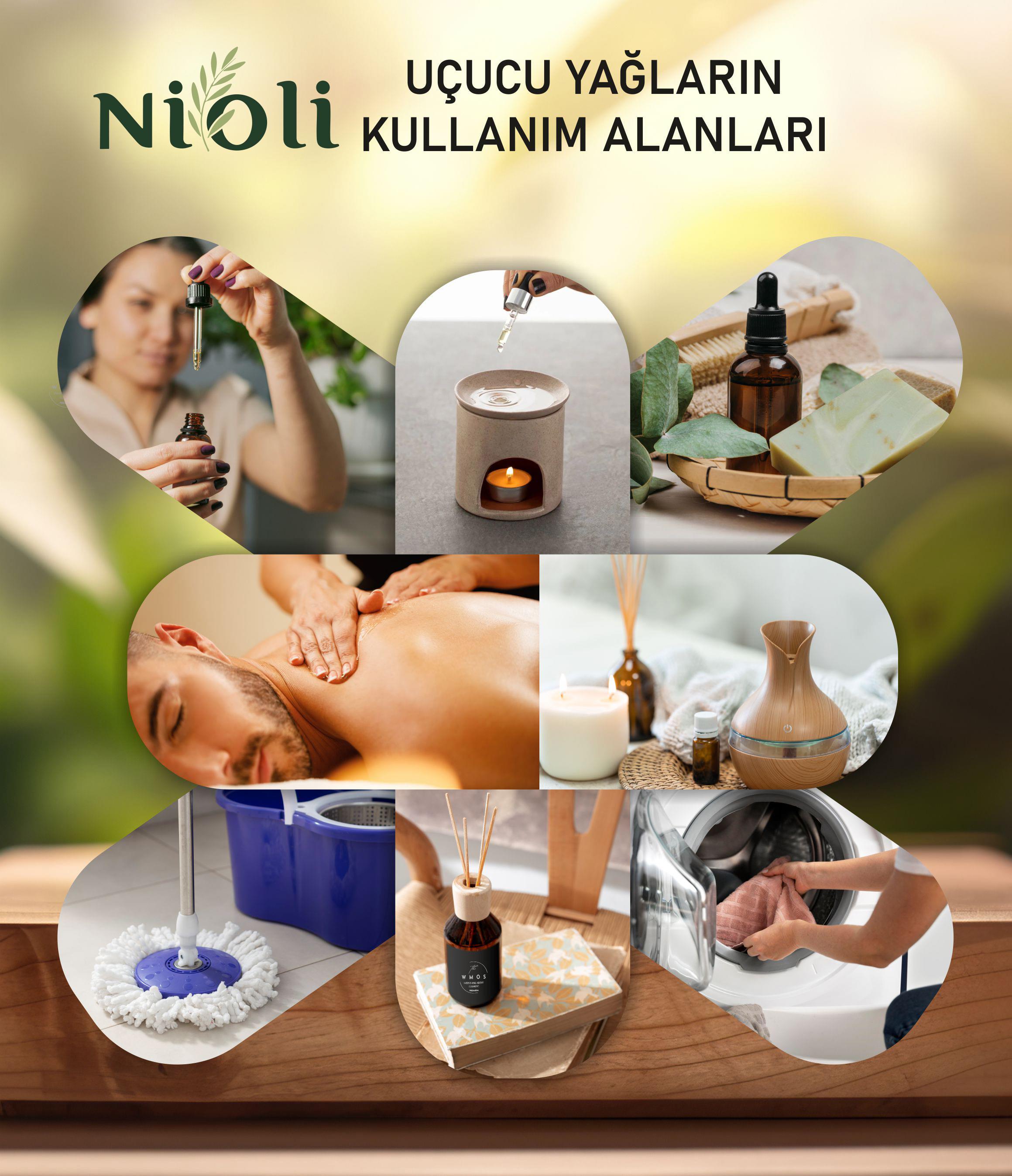 Nioli Amber, Pudra, J.Kiraz Çiçeği Set Esansiyel Uçucu Yağ Buhurdanlık Yağı Aromaterapi Yağı 10 ML