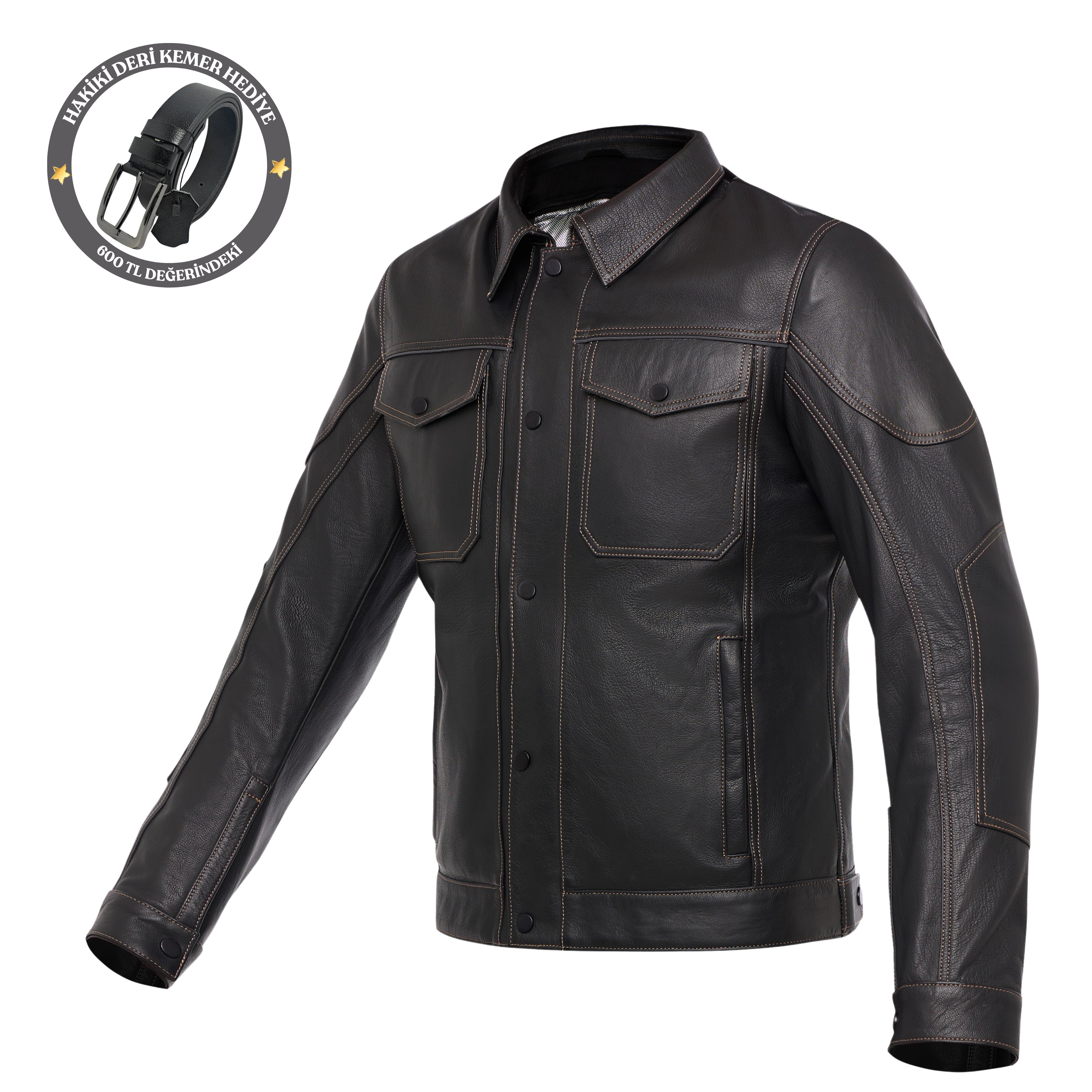CM7 COFFE DERİ MOTOSİKLET CEKET