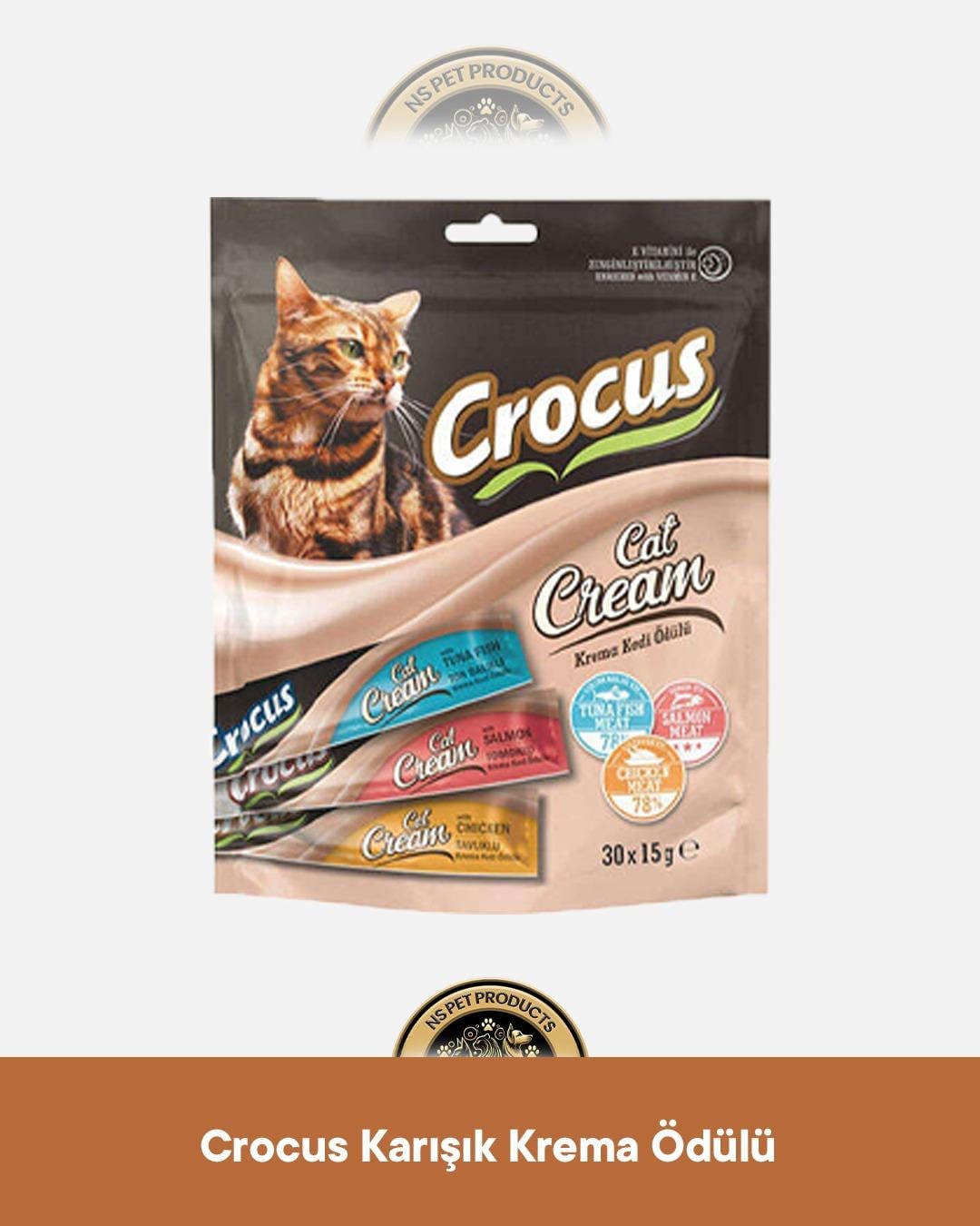 Crocus Cat Dream Ton & Somon & Somon Çoklu Karışık Krema Kedi Ödül Maması 30x15 gram