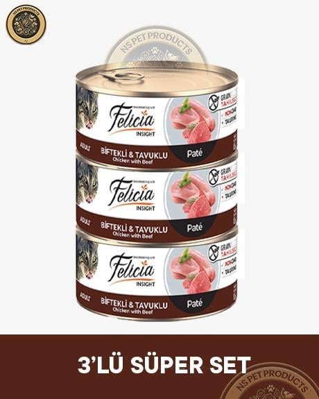 Felicia Biftekli-Tavuklu Yetişkin Kedi Konservesi 3x85gr