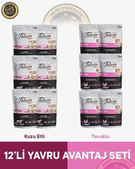 Felicia Pouch Yavru Kuzu-Tavuk Yaş Kedi Maması 12x85gr