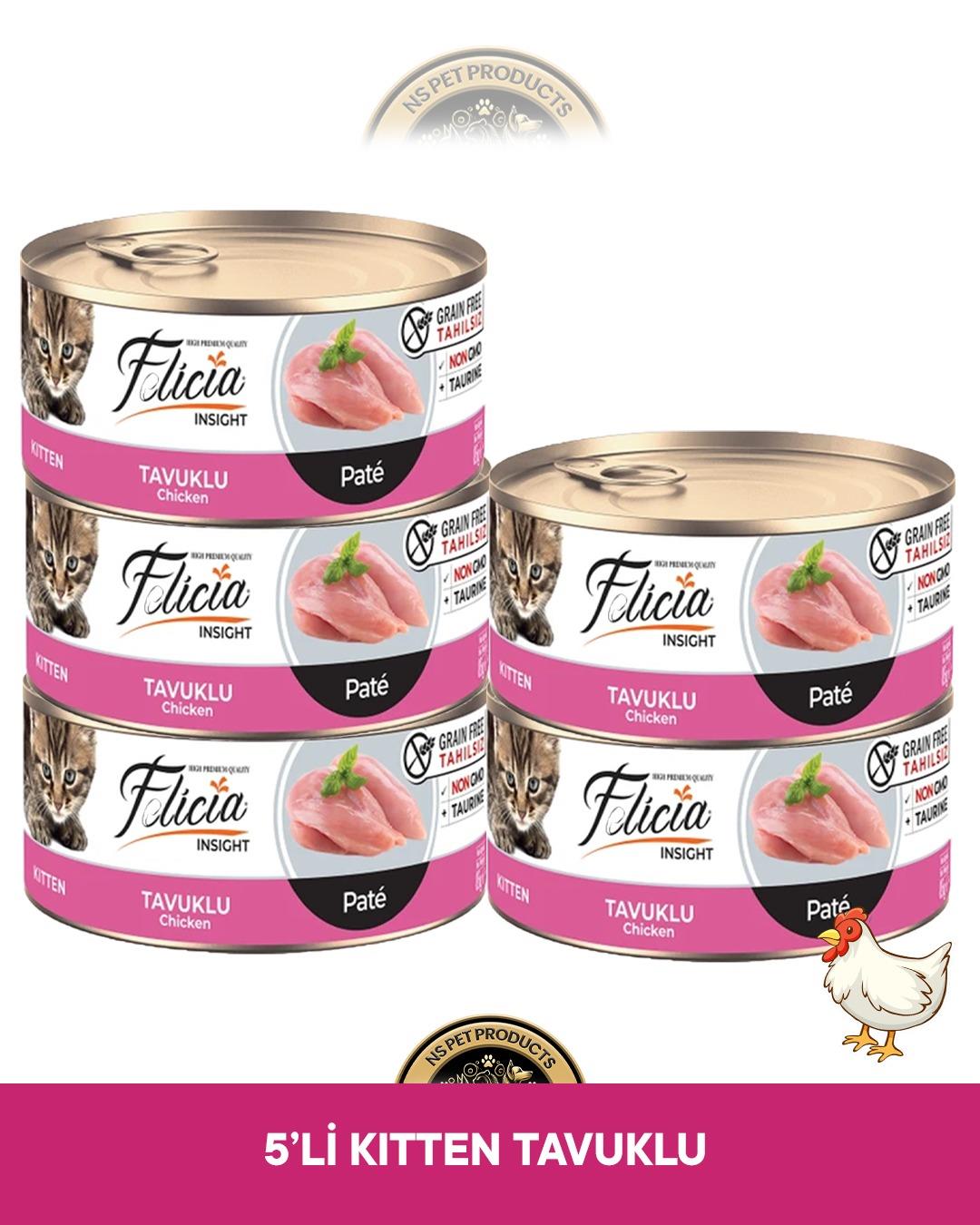 Felicia Tavuklu Pate Kıyılmış Yavru Yaş Kedi Maması Seti 5x85 gram