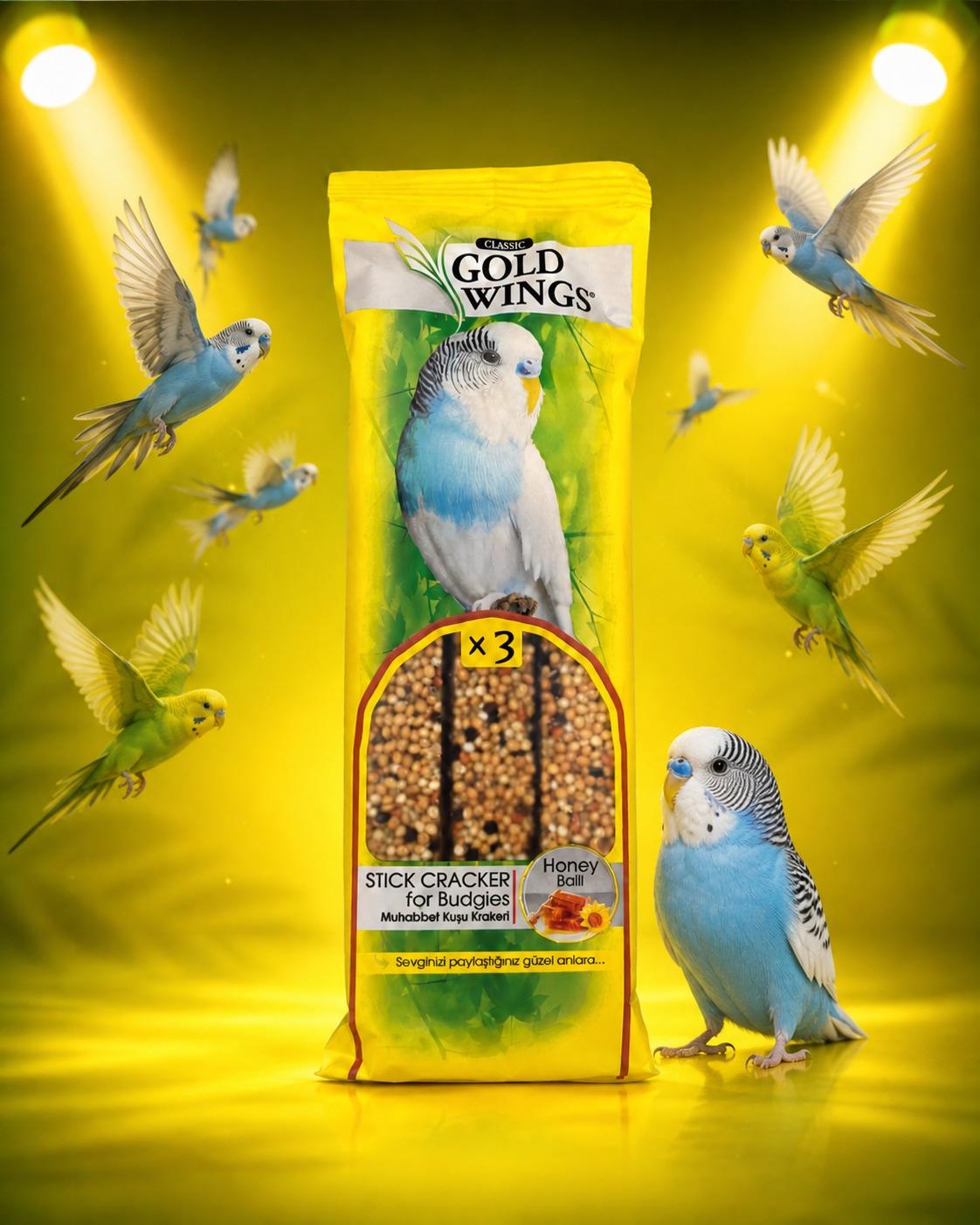 Gold Wings Classic Muhabbet Kuşu Krakeri Ballı 3'lü Paket