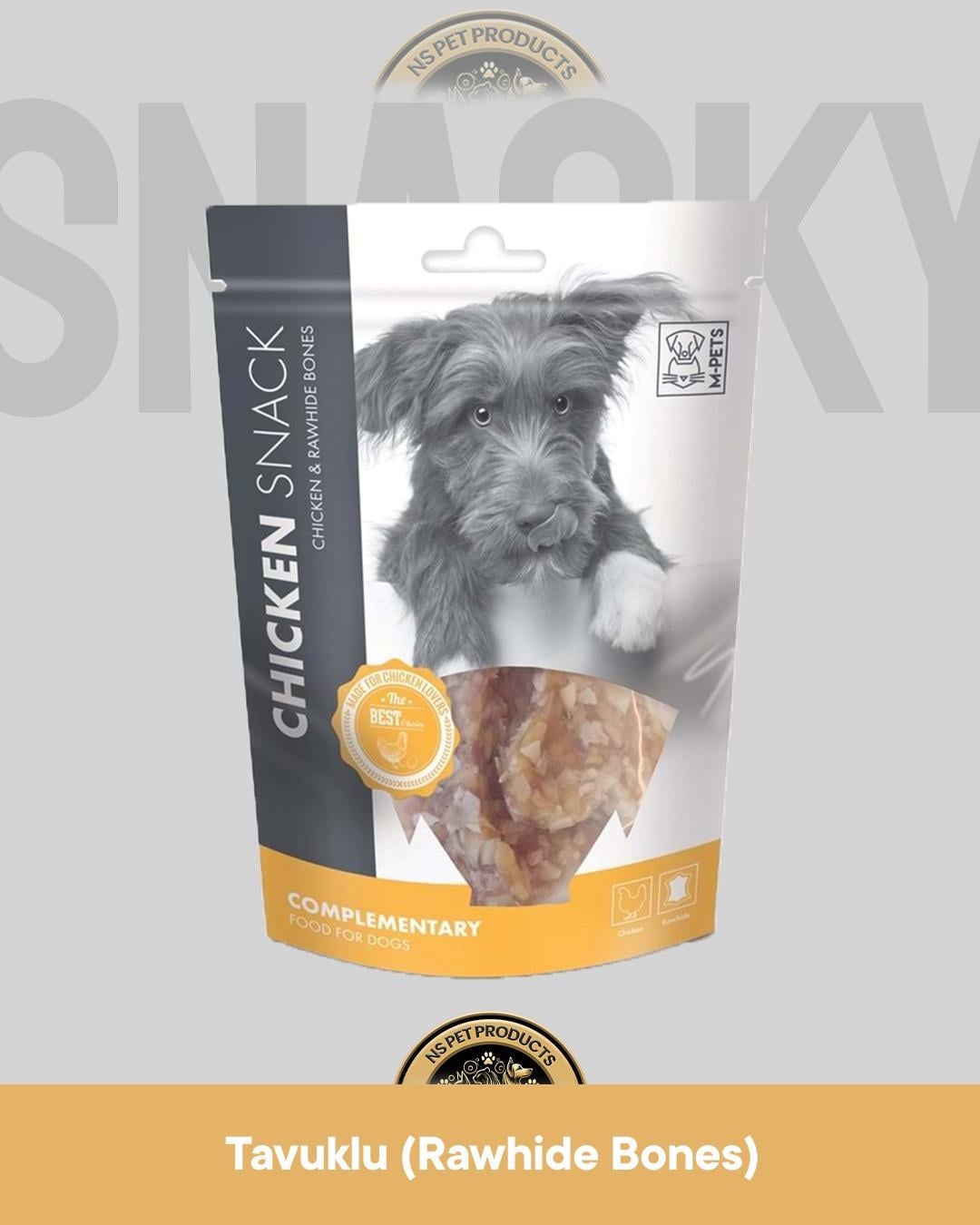 M-Pets Chicken & Rawhide Bones - Tavuklu & Sığır Derili Köpek Ödül Maması 80 gr