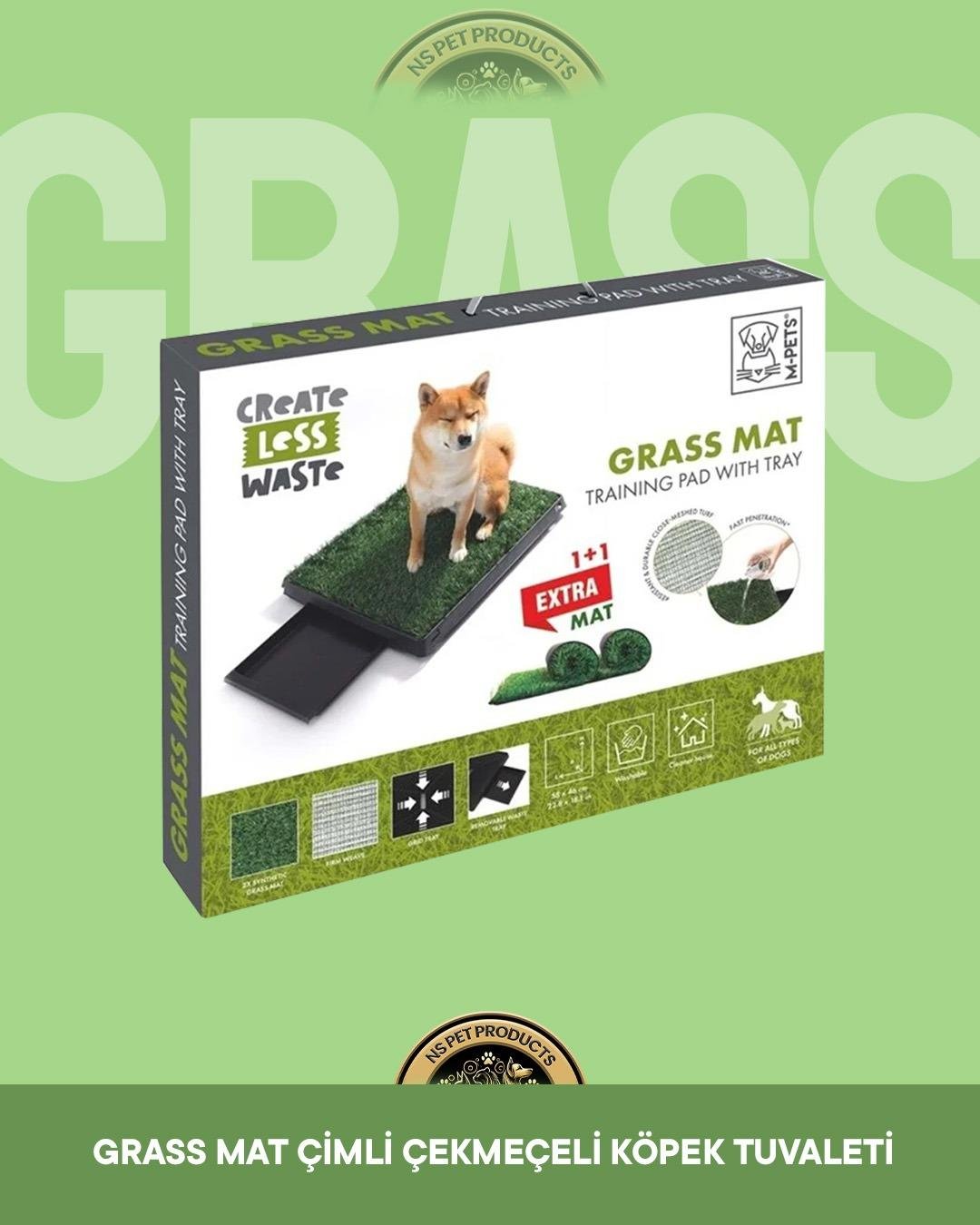 M-Pets Grass Mat Çimli Çekmeceli Köpek Tuvaleti 58x46 cm