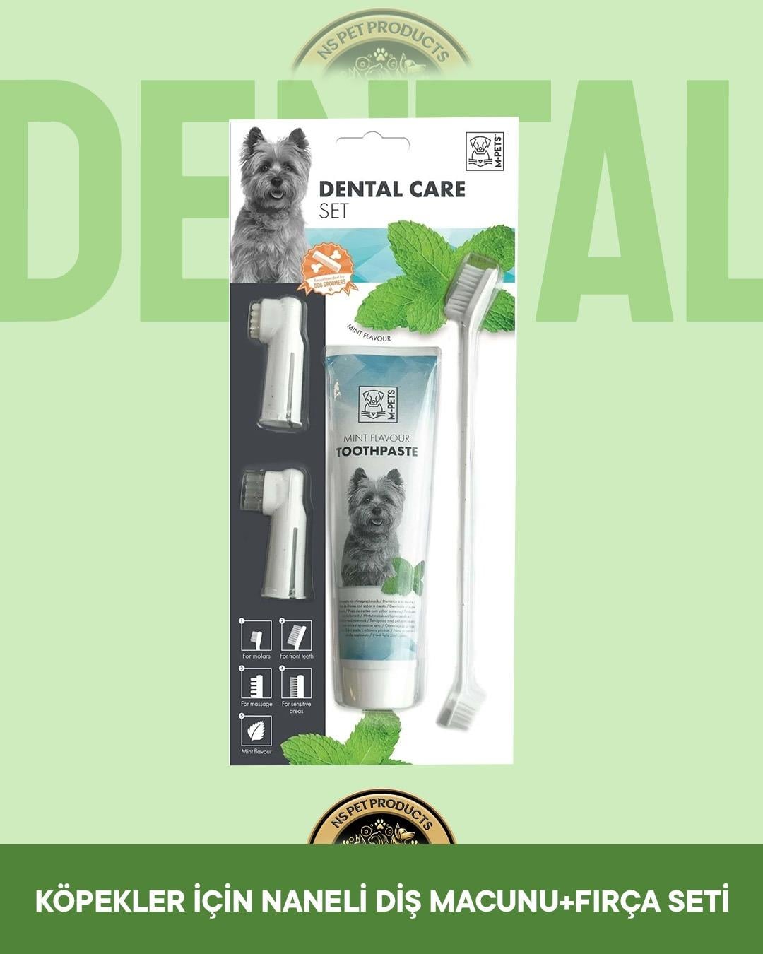 M-Pets Köpekler İçin Naneli Diş Macunu + Fırça Seti