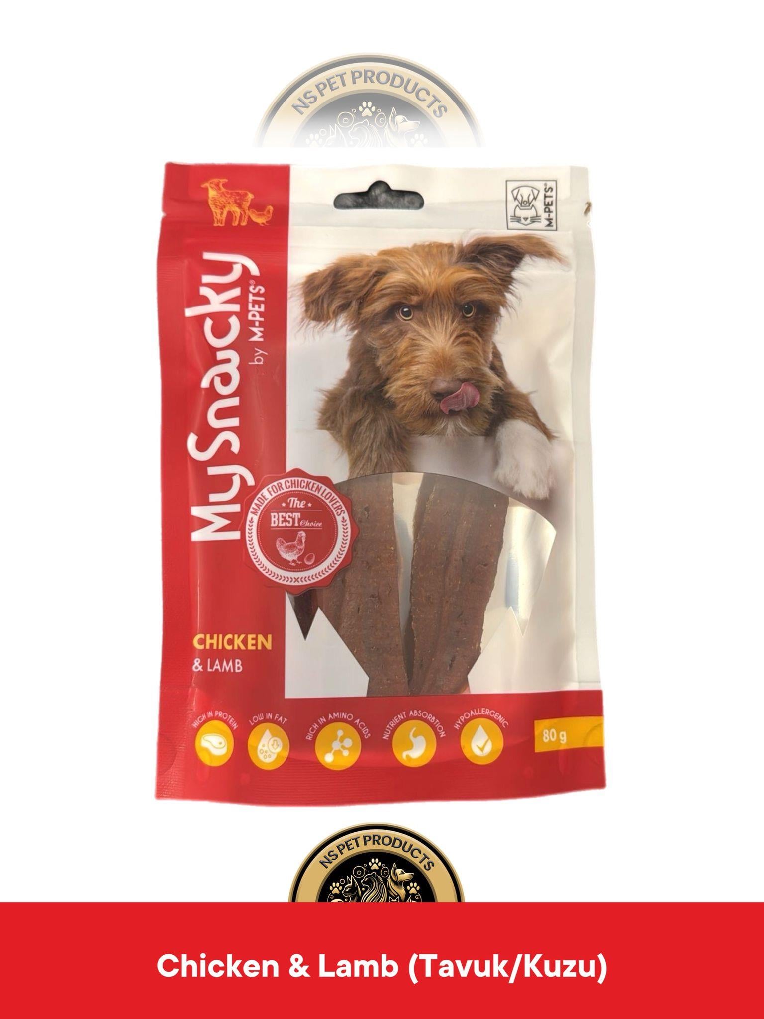 M-Pets My Snacky Chicken & Lamb - Tavuklu & Kuzu Etli Köpek Ödül Maması 80 gr