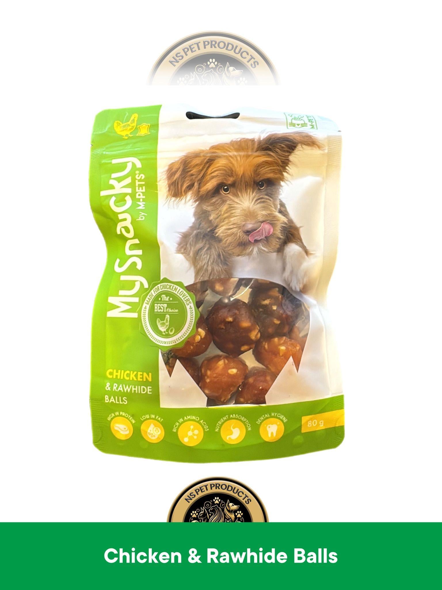 M-Pets My Snacky Chicken & Rawhide Balls - Tavuklu & Sığır Derili Toplar Köpek Ödül Maması 80 gr
