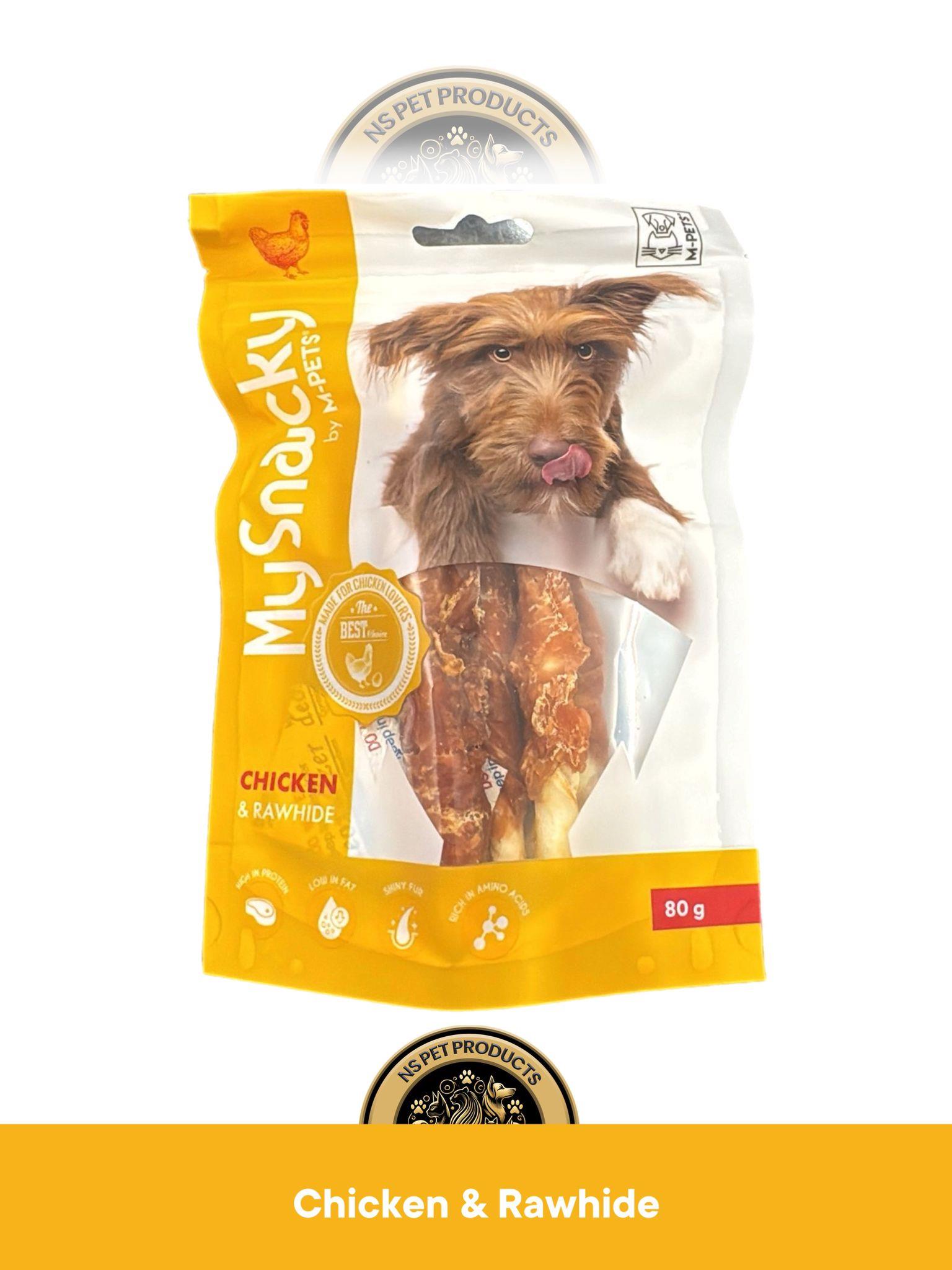 M-Pets My Snacky Chicken & Rawhide - Tavuklu & Sığır Derili Köpek Ödül Maması 80 gr