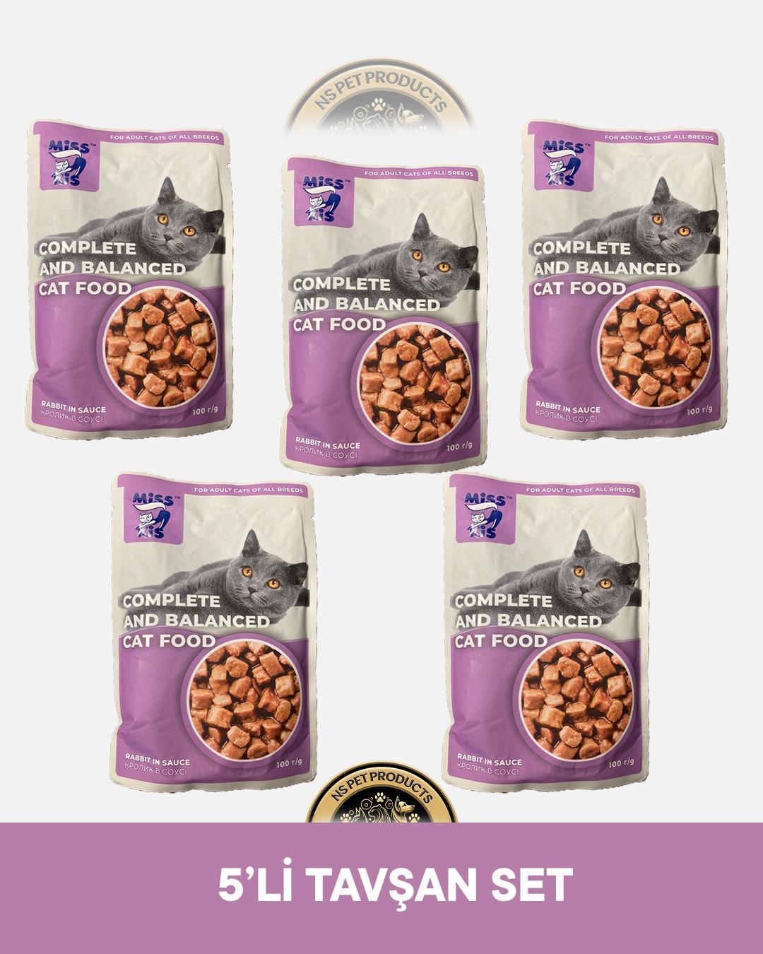 Miss Kis Premium Pouch Tavşan Etli Yetişkin Kedi Konservesi 5x100 gr