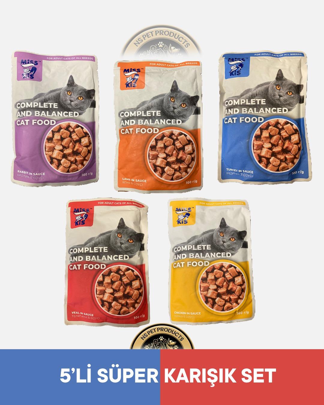 Miss Kis Premium Pouch Tavşan,Kuzu,Hindi,Dana,Tavuklu Yetişkin Kedi Konservesi 100 gr