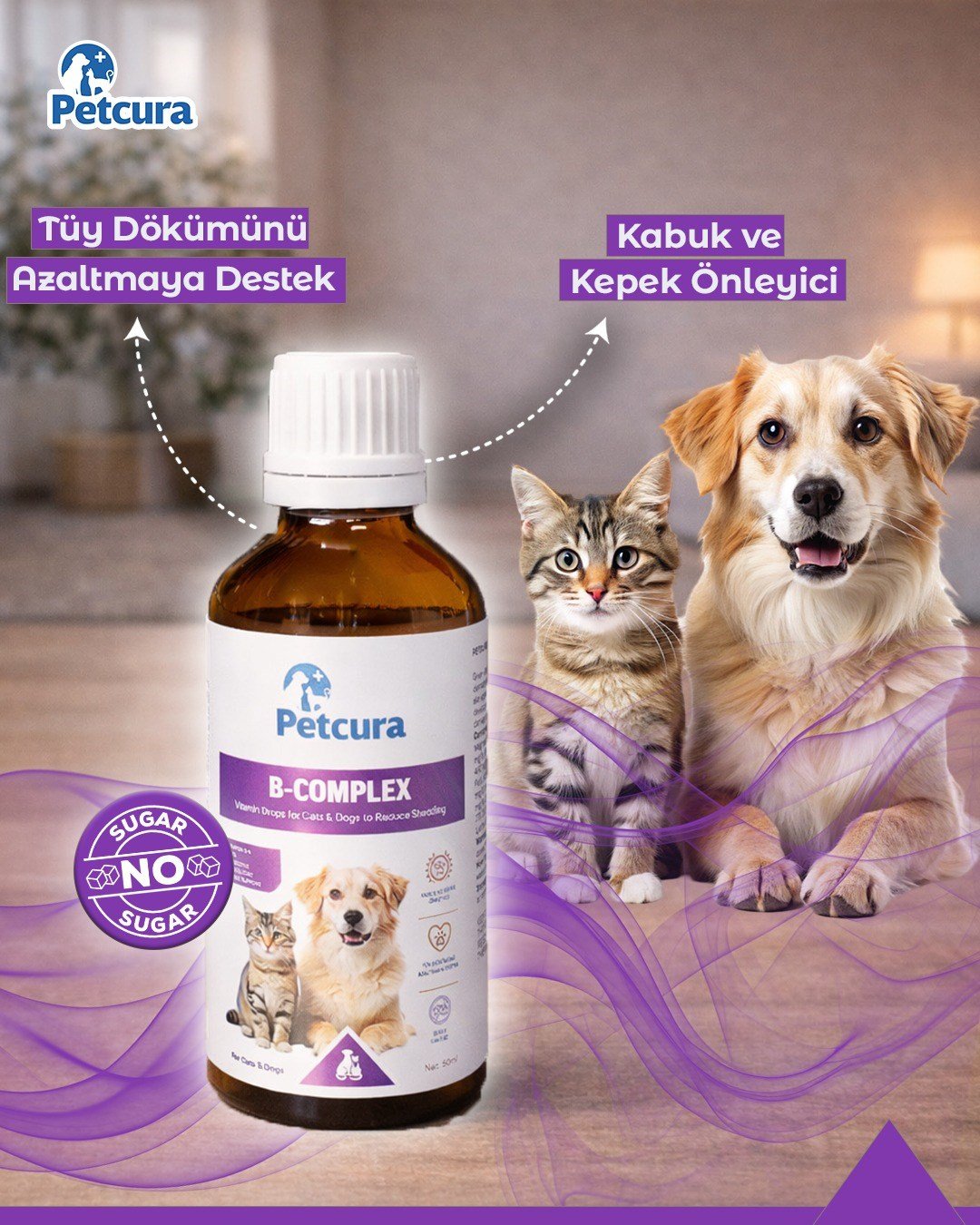 PETCURA B Complex (Kediler ve Köpekler İçin Enerji ve Genel Sağlık Destekleyici Damla)