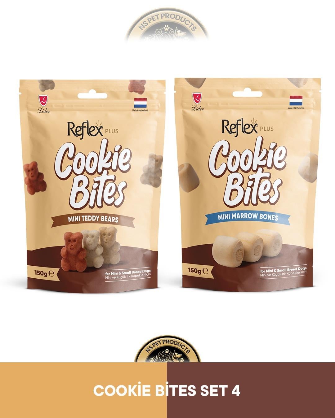 Reflex Cookie Bites Mini Teddy Bears & Mini Marrow Bones Köpek Ödül Maması Seti 2x150 gram