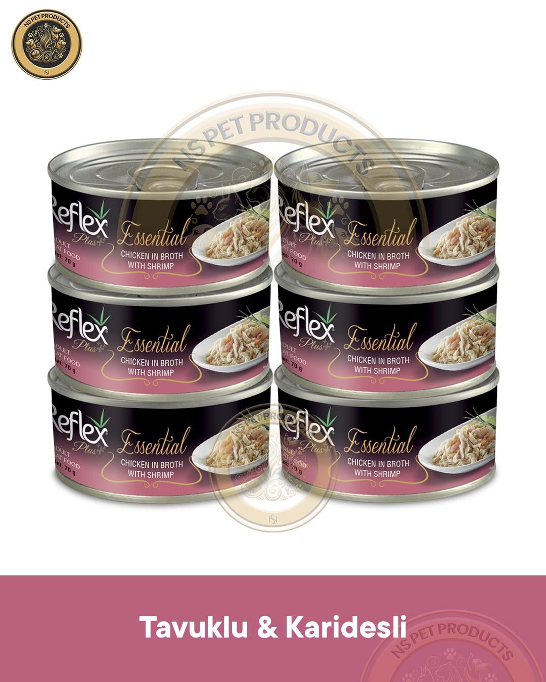Reflex Plus Essential Kedi Karides&Tavuk 6X70gr 